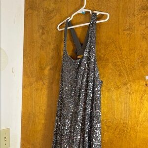 Silver Sequin Sleeveless Dress